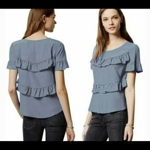 Anthropologie 100% silk ruffle blouse